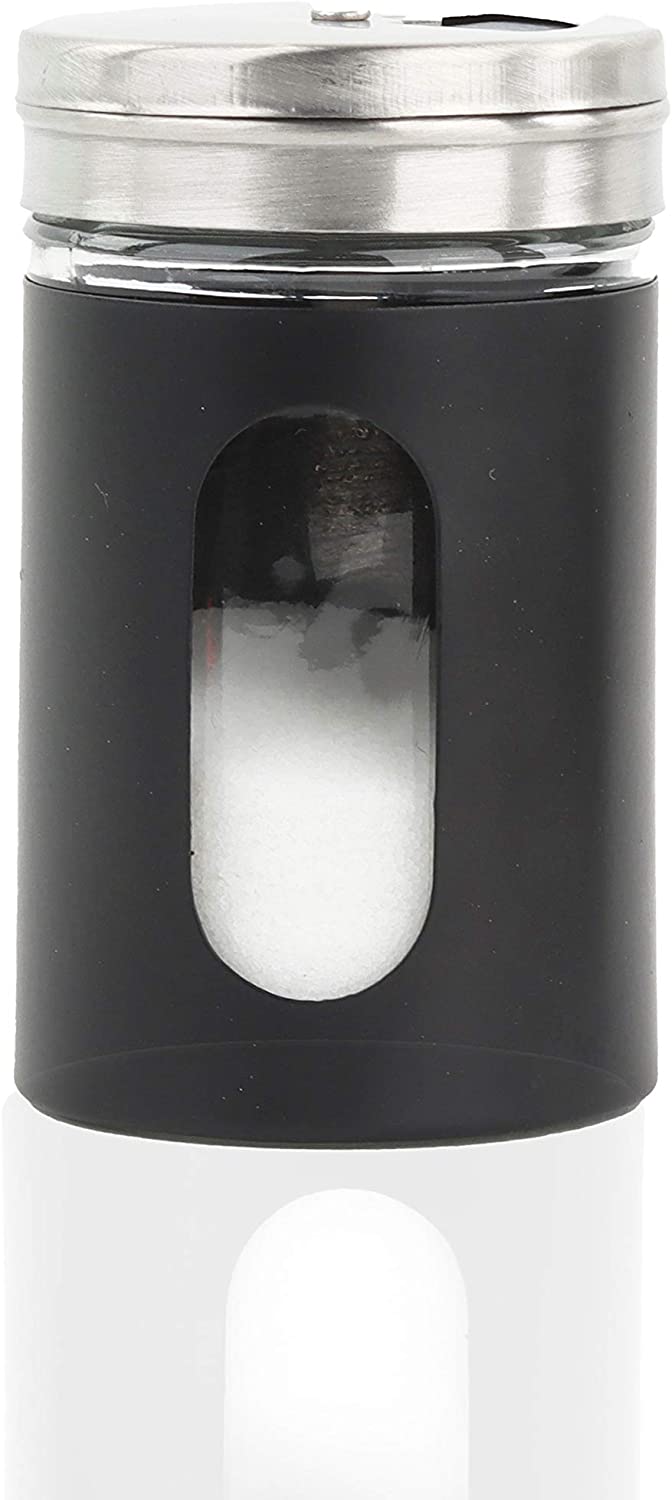 Black Retro Salt & Pepper Glass Jar Single Shaker