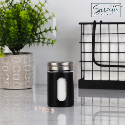 Black Retro Salt & Pepper Glass Jar Single Shaker
