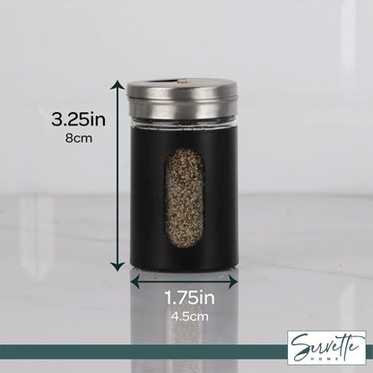 Black Retro Salt & Pepper Glass Jar Single Shaker