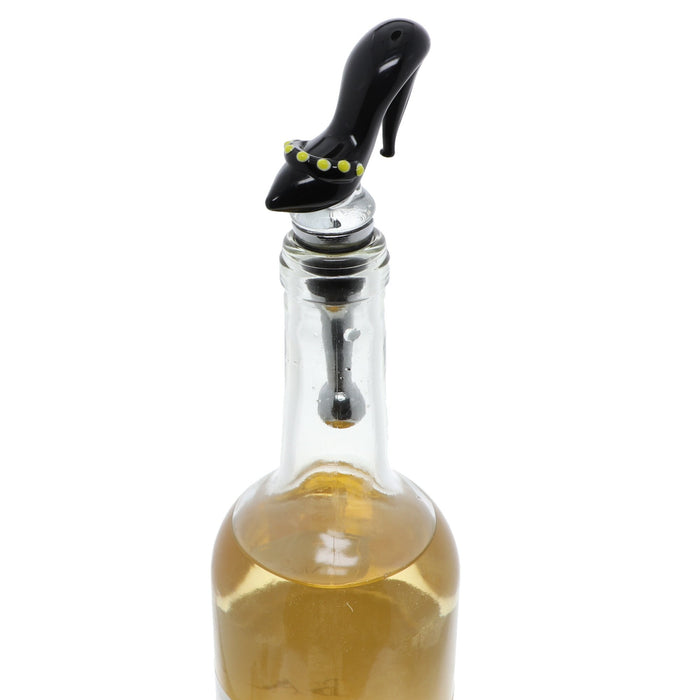 Black Shoe Glass Wine Stopper