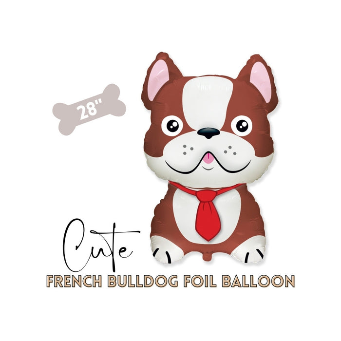 Brown French Bulldog Foil Balloon 28" - Dog Theme Party, Puppy Birthday Party Balloon Decors