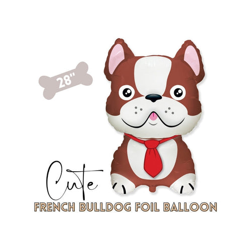 Brown French Bulldog Foil Balloon 28" - Dog Theme Party, Puppy Birthday Party Balloon Decors