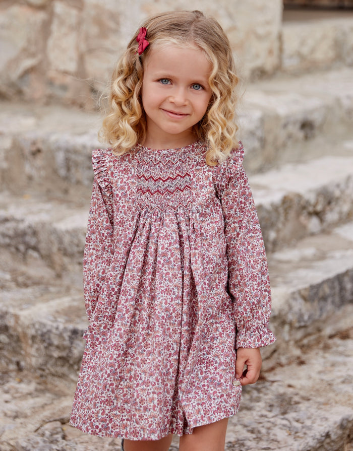 Burdeos Funghi Floral Girl Dress