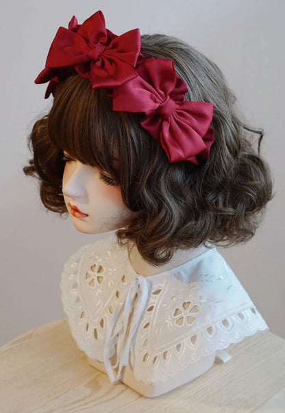 Burgundy Bow Ruffled Headband