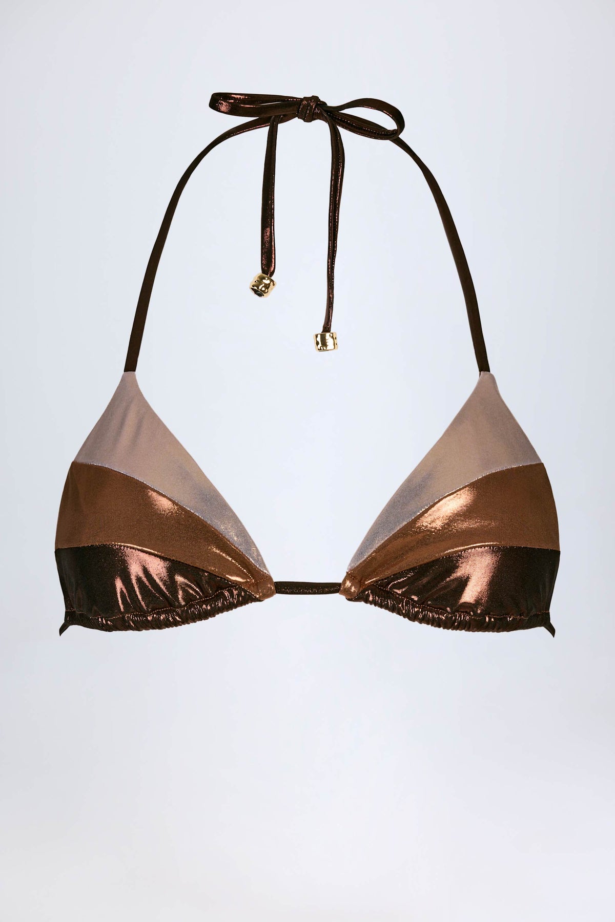Panelled Bikini Bra in Bronze Gold