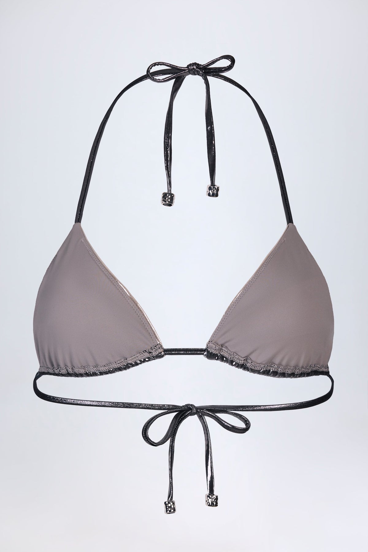 Panelled Bikini Bra in Silver Chrome