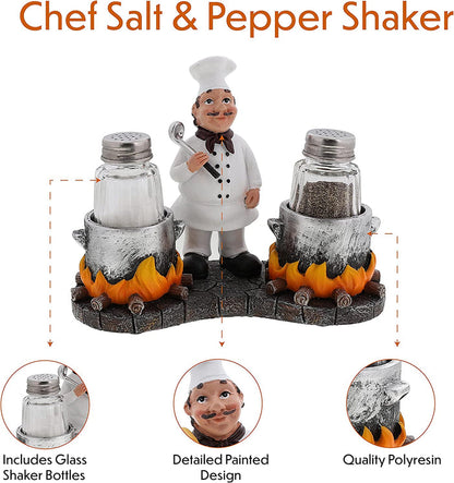 Chef with Pots Salt & Pepper Shaker
