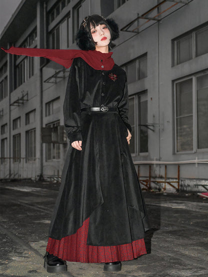 Chinese-style Black and Red Autumn/Winter Skirt