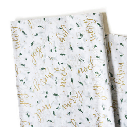 Christmas Scripts Patterned Tissue Paper - Modern Winter Holiday Gift Wrapping & DIY Projects Supplies