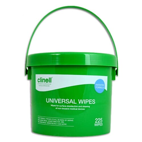 Image of Clinell Antibacterial Wipes-Bucket of 225 on a plain background.