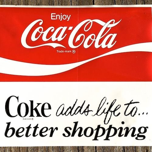 COCA COLA Window Decal Sticker 1960s
