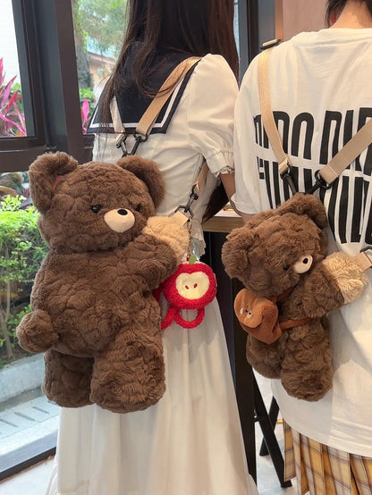 Cute Bear Lying Plush Backpack