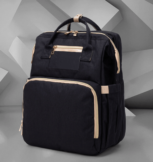 Gadget Gerbil Black Diaper Backpack With Changing Bed