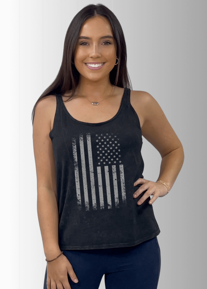 Distressed American Flag Graphic Premium Cotton Tank - RFE Marketing Ventures