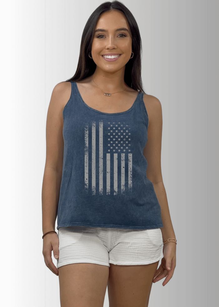 Distressed American Flag Graphic Premium Cotton Tank - RFE Marketing Ventures