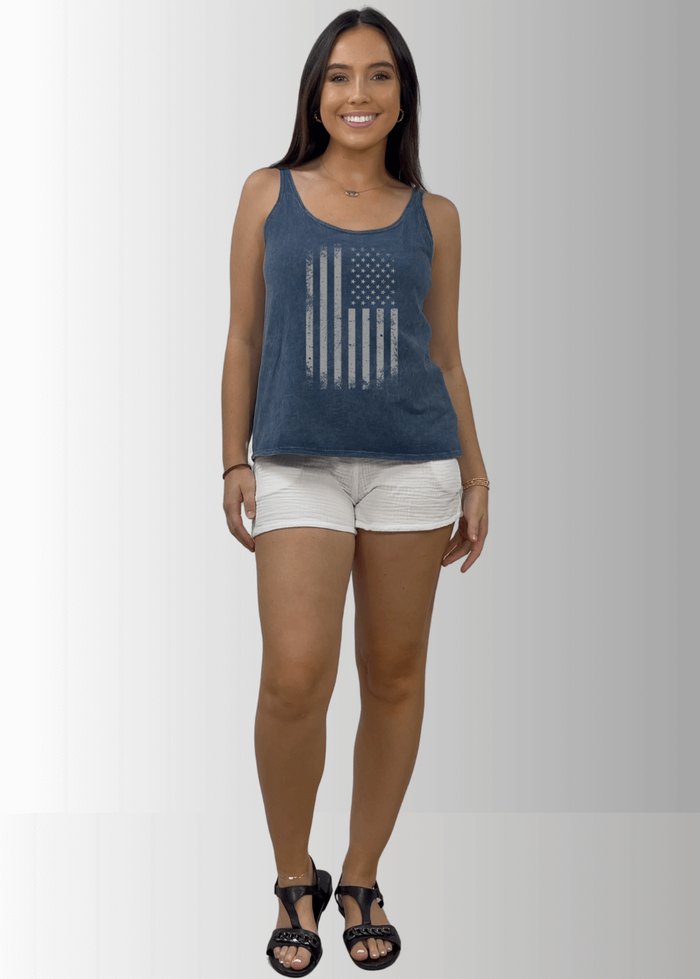 Distressed American Flag Graphic Premium Cotton Tank - RFE Marketing Ventures