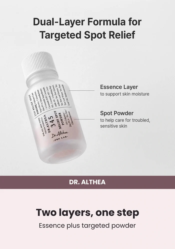 Dr. Althea 345 Relief Spot Powder — Two layers, one step. Essence plus targeted powder