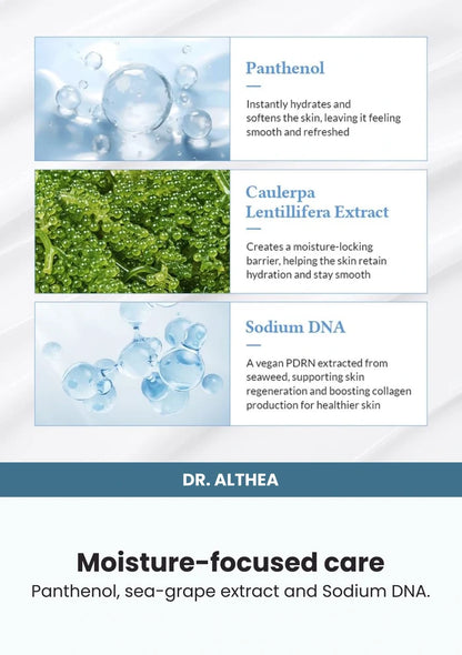 Dr. Althea Aqua Glowing Sunscreen 45ml — Moisture-focused care. Panthenol, sea-grape extract and Sodium DNA.