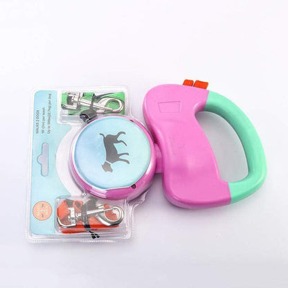 Gadget Gerbil Pink Dual Retractable Dog Leash