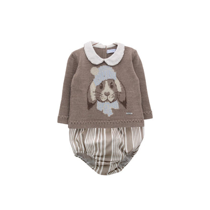 Ebbo Bunny Boy Half-Knitted 2-piece set