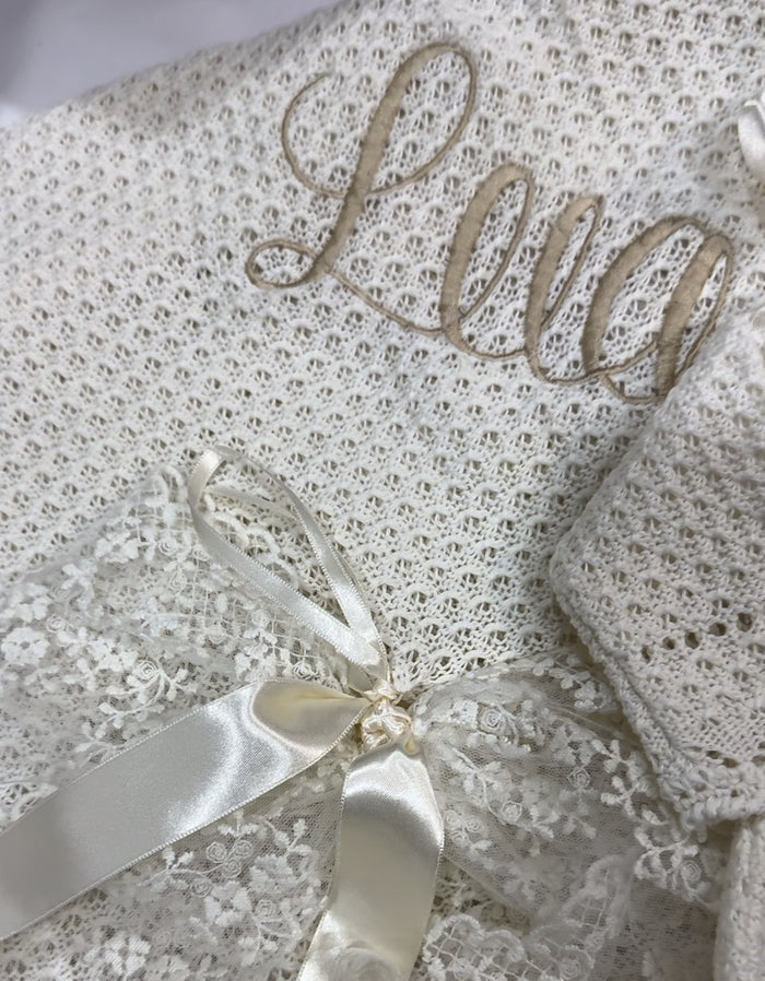 Eleanor Luxe Cream Knitted Blanket