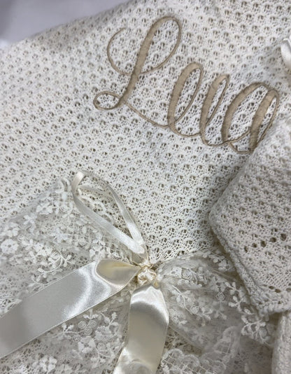 Eleanor Luxe Cream Knitted Blanket