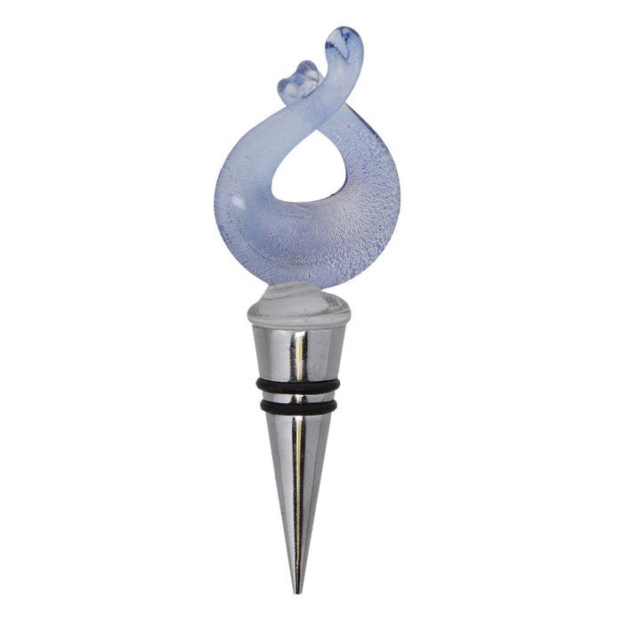 Elegant Blue Glass Topped Bottle Stopper