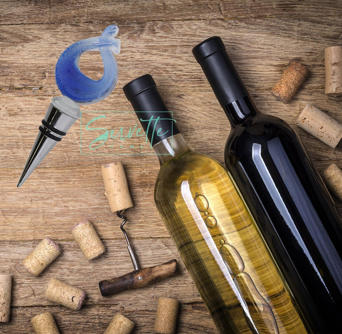 Elegant Blue Glass Topped Bottle Stopper