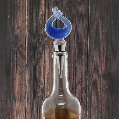 Elegant Blue Glass Topped Bottle Stopper