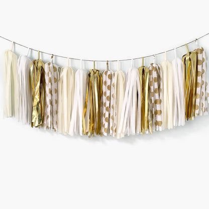 Elegant Gold Polka Dots Tassel Garland for Luxury Events - Birthday, Weddings, Baby Shower, Bridal Shower, Gala Receptions, Anniversary