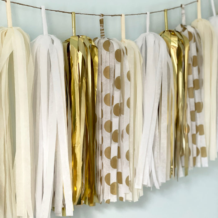 Elegant Gold Polka Dots Tassel Garland for Luxury Events - Birthday, Weddings, Baby Shower, Bridal Shower, Gala Receptions, Anniversary