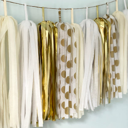 Elegant Gold Polka Dots Tassel Garland for Luxury Events - Birthday, Weddings, Baby Shower, Bridal Shower, Gala Receptions, Anniversary
