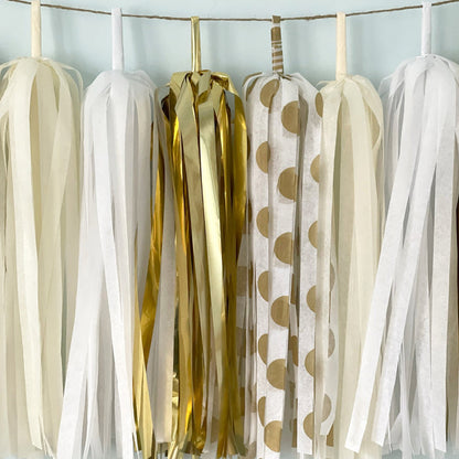 Elegant Gold Polka Dots Tassel Garland for Luxury Events - Birthday, Weddings, Baby Shower, Bridal Shower, Gala Receptions, Anniversary