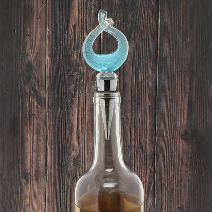 Elegant Turquoise Glass Topped Bottle Stopper