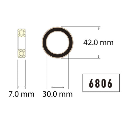 Enduro 6806 "ZERØ" Ceramic Sealed Bearing Dimensions