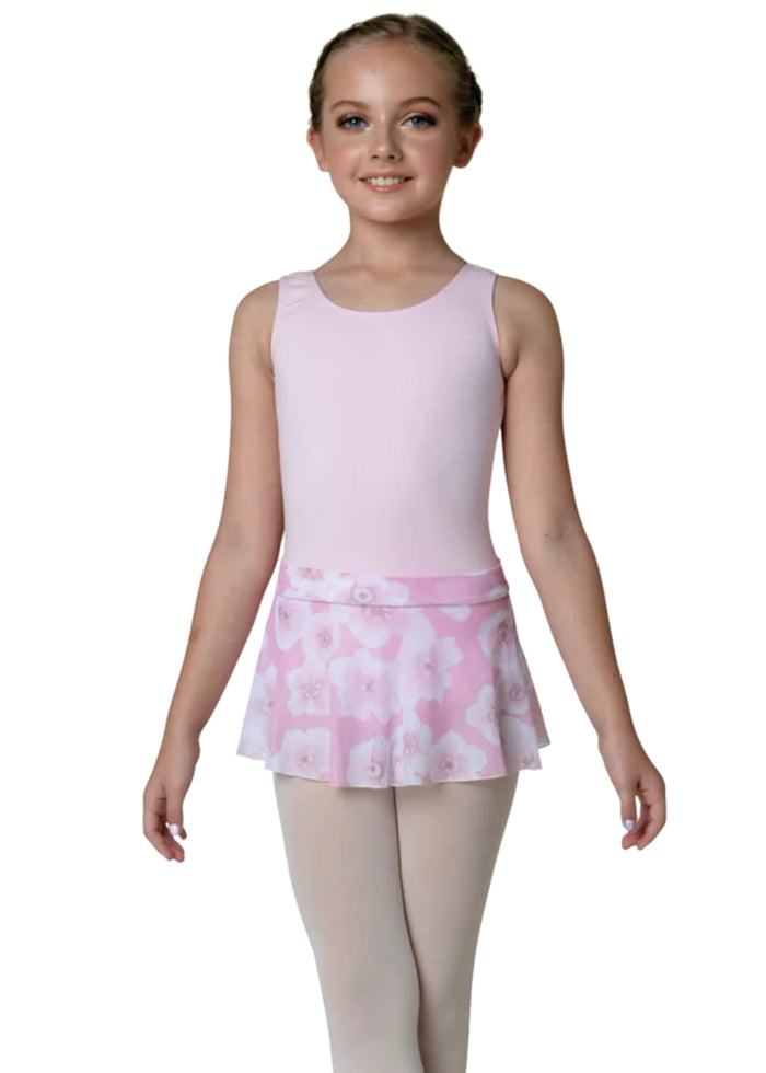 Danshuz mesh pull-on skirt in pink floral print.