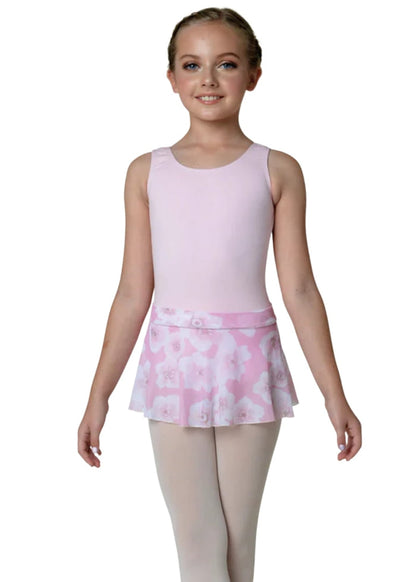 Danshuz mesh pull-on skirt in pink floral print.