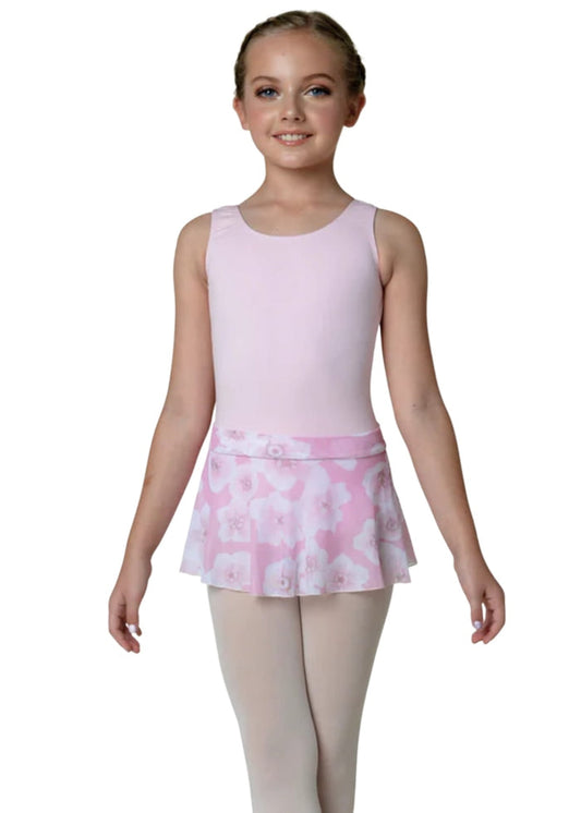Danshuz mesh pull-on skirt in pink floral print.