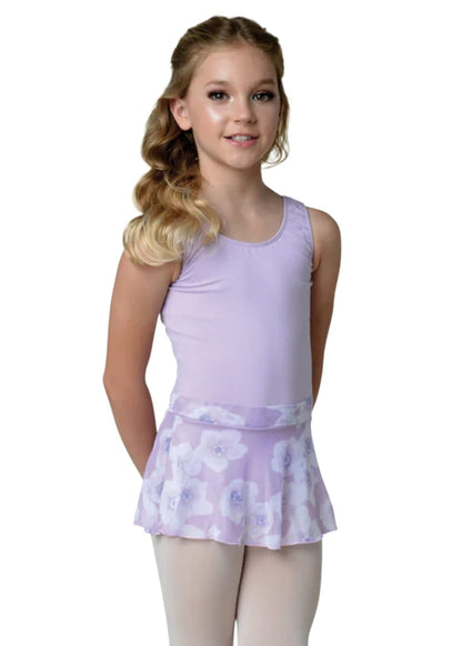 Danshuz mesh pull-on skirt in purple floral print.