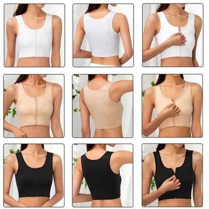 Front Zipper Slim Breast Flat Belly Shaper Wireless Bra Tank Top Shapewear