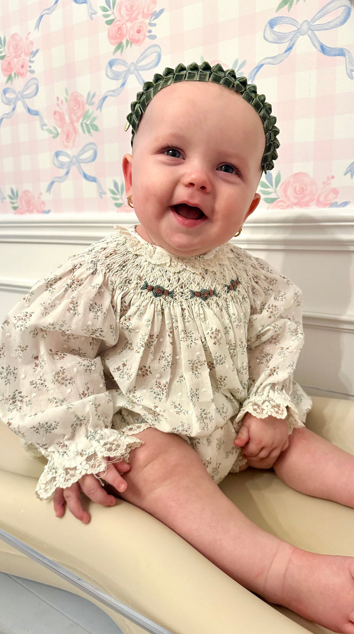 Gabrielle Handsmocked Swiss Dot Floral Set