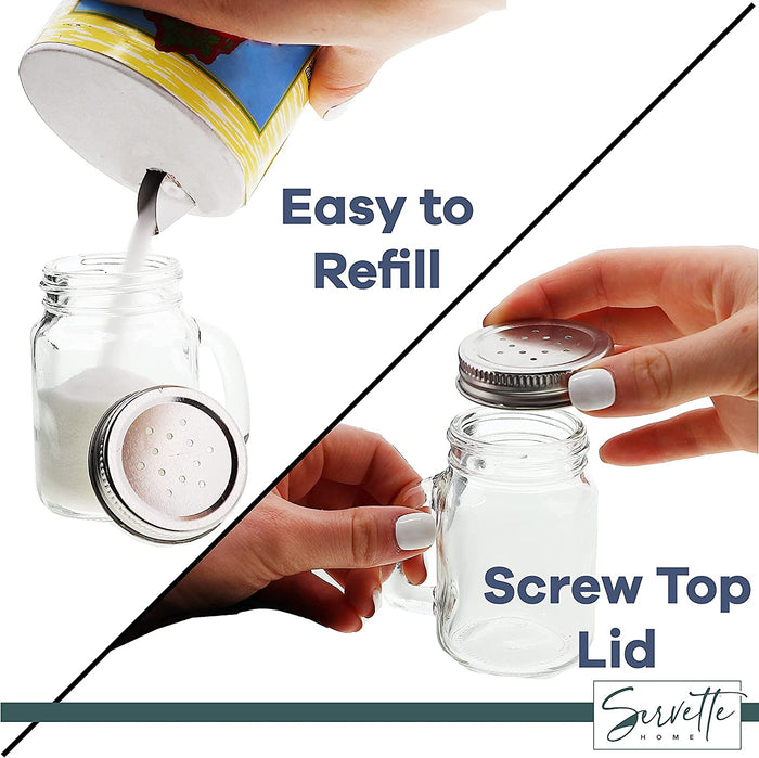 Glass Mason Jar Salt & Pepper Shakers