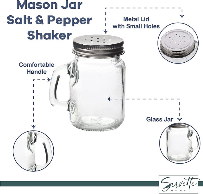 Glass Mason Jar Salt & Pepper Shakers