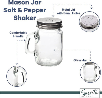 Glass Mason Jar Salt & Pepper Shakers