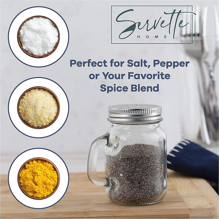 Glass Mason Jar Salt & Pepper Shakers
