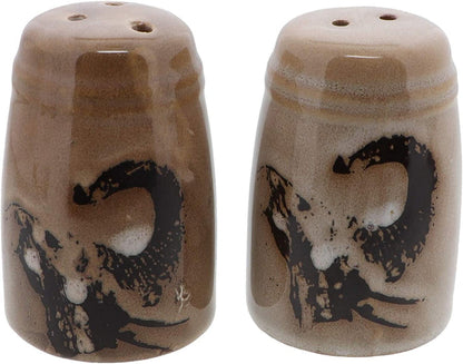Glazed Pottery Elephant Design Salt & Pepper Shakers