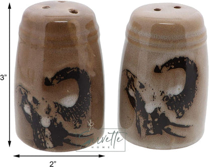 Glazed Pottery Elephant Design Salt & Pepper Shakers