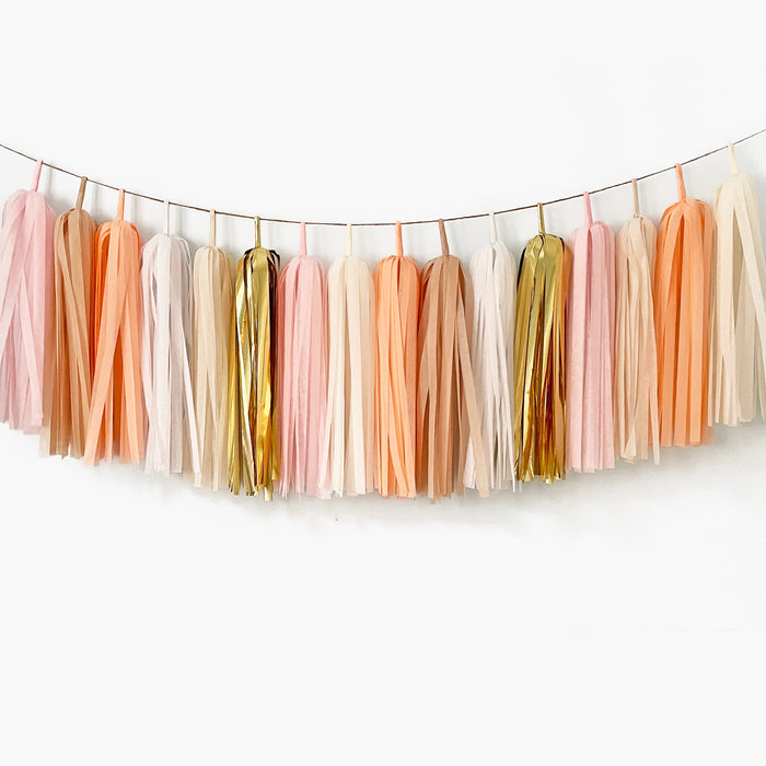 Gold Blush Tassel Garland - Baby Girl Birthday Party - Bridal Shower Bunting - Nursery Wall Hanging Decoration