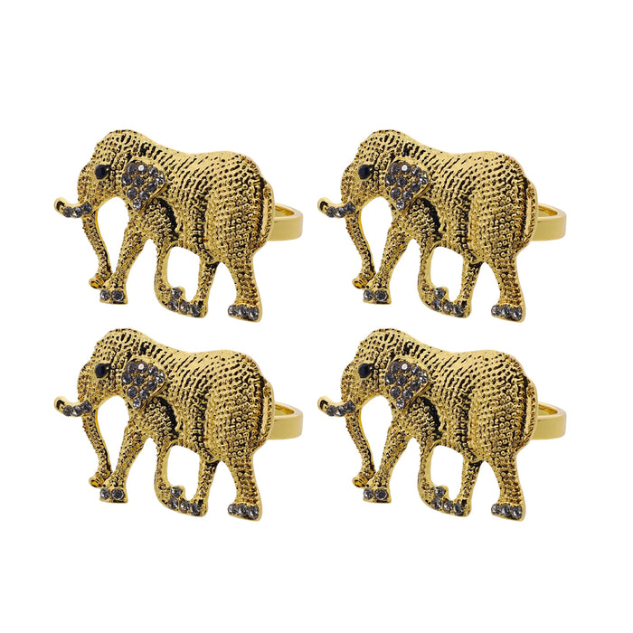 gold elephant napkin rings with crystals