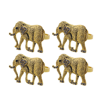 gold elephant napkin rings with crystals